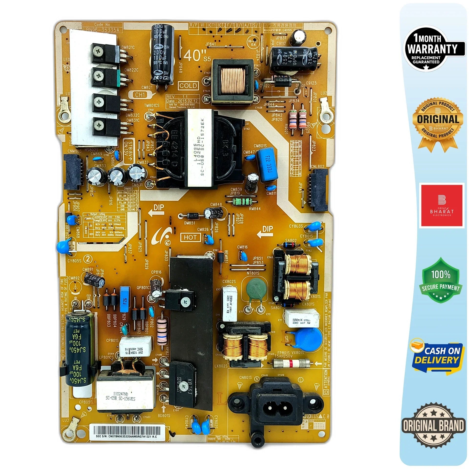 Samsung UA40JU6000K Power Supply Board – Samsung 40 Inch LED TV SMPS Replacement - Great Bharat Electronics