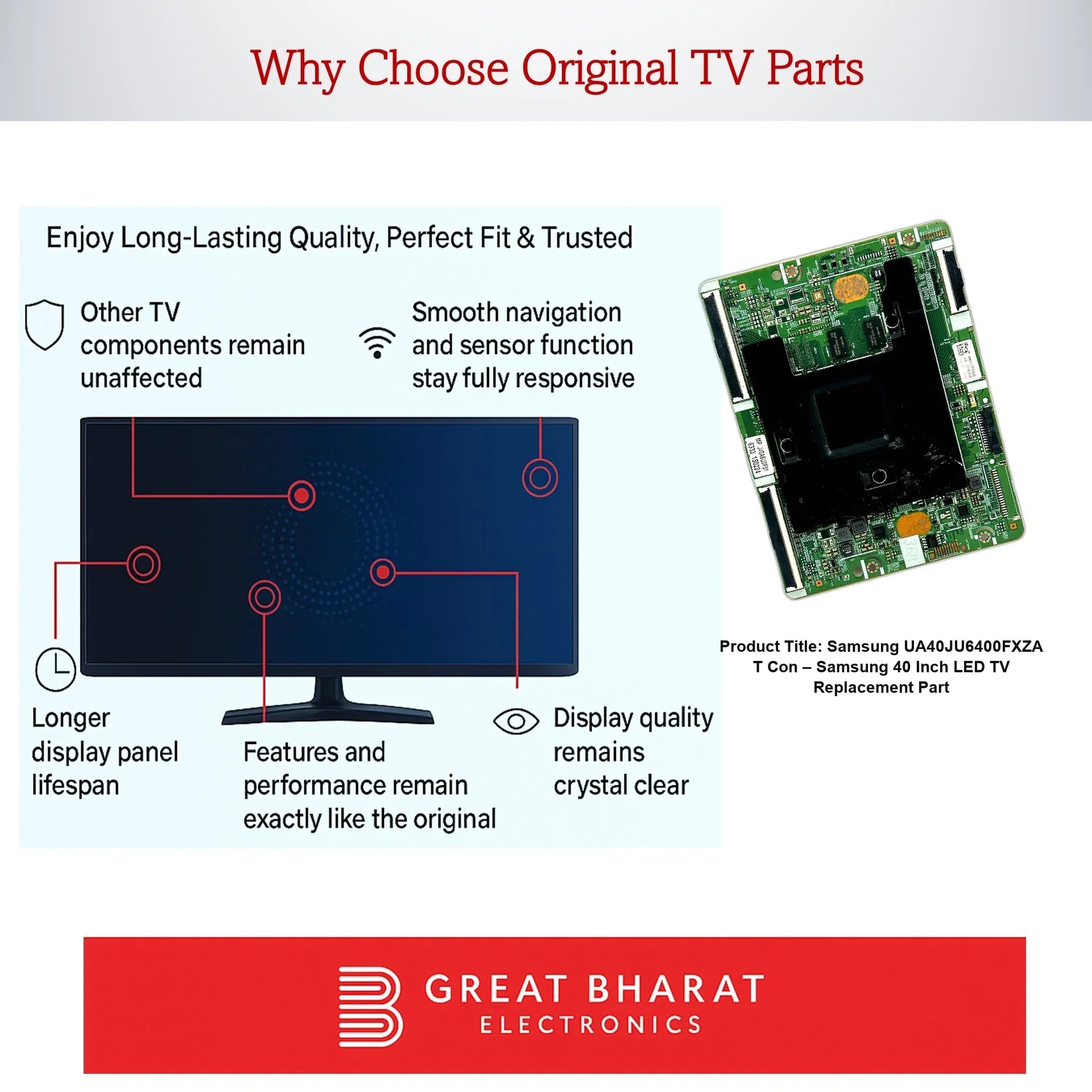 Samsung UA40JU6400FXZA T-Con Board – Samsung 40 Inch LED TV Replacement Part - Great Bharat Electronics