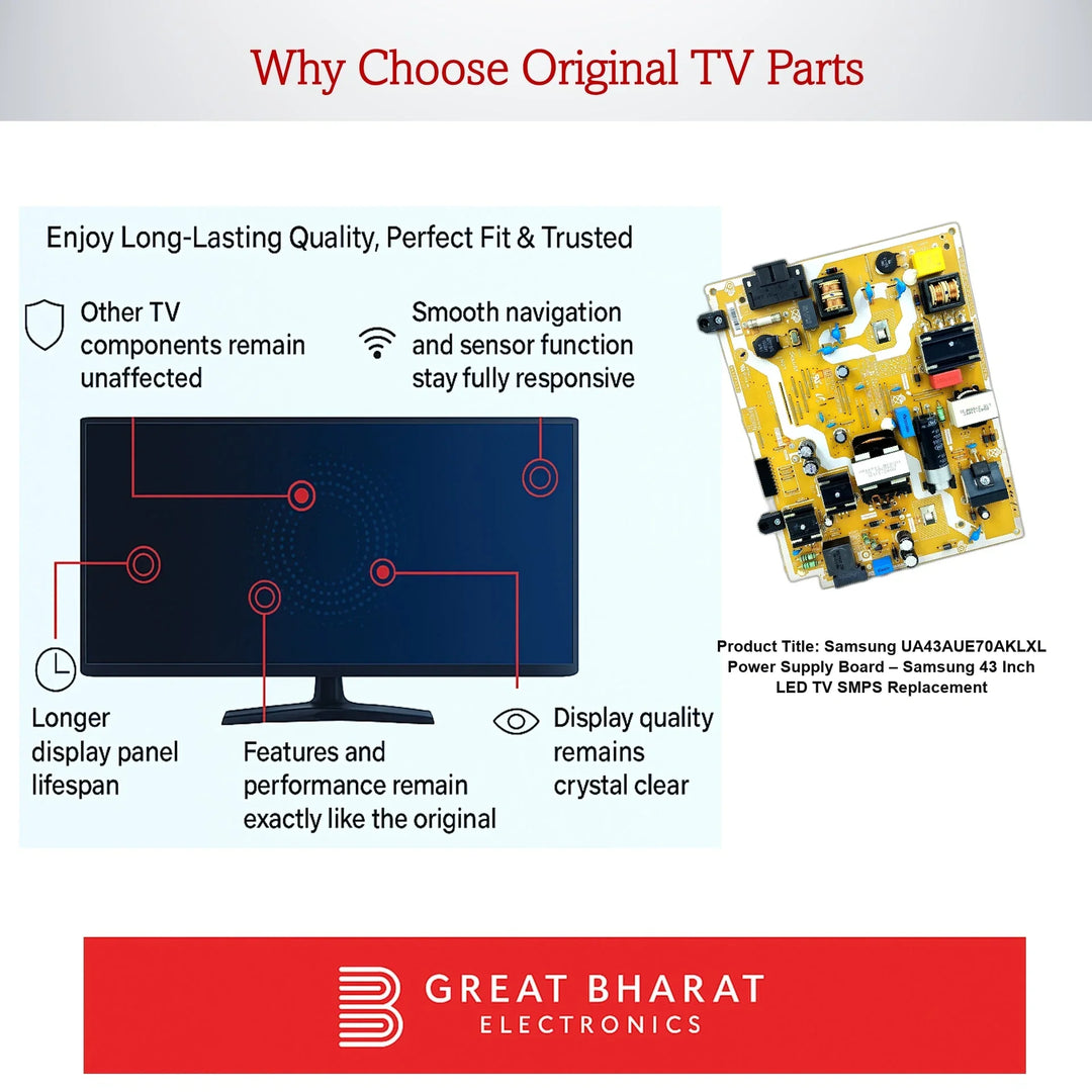 Samsung UA43AUE70AKLXL Power Supply Board – Samsung 43 Inch LED TV SMPS Replacement - Great Bharat Electronics