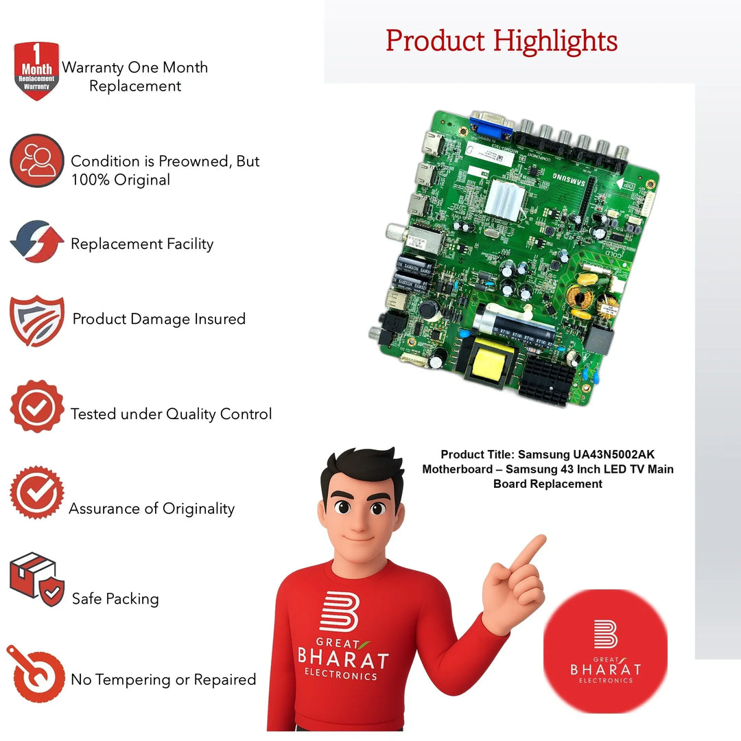 Samsung UA43N5002AK Motherboard – Samsung 43 Inch LED TV Main Board Replacement - Great Bharat Electronics