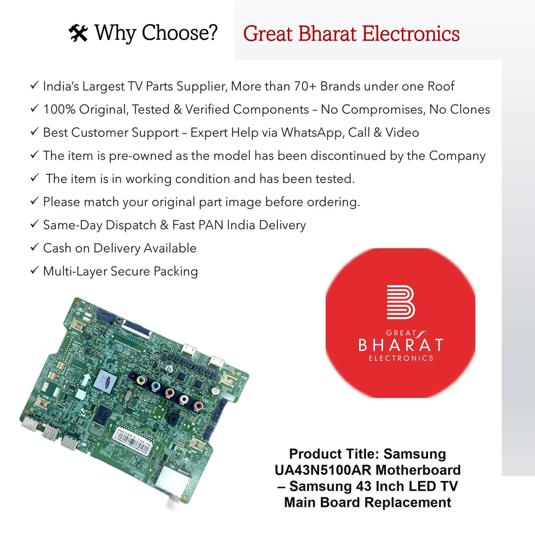 Samsung UA43N5100AR Motherboard – Samsung 43 Inch LED TV Main Board Replacement - Great Bharat Electronics