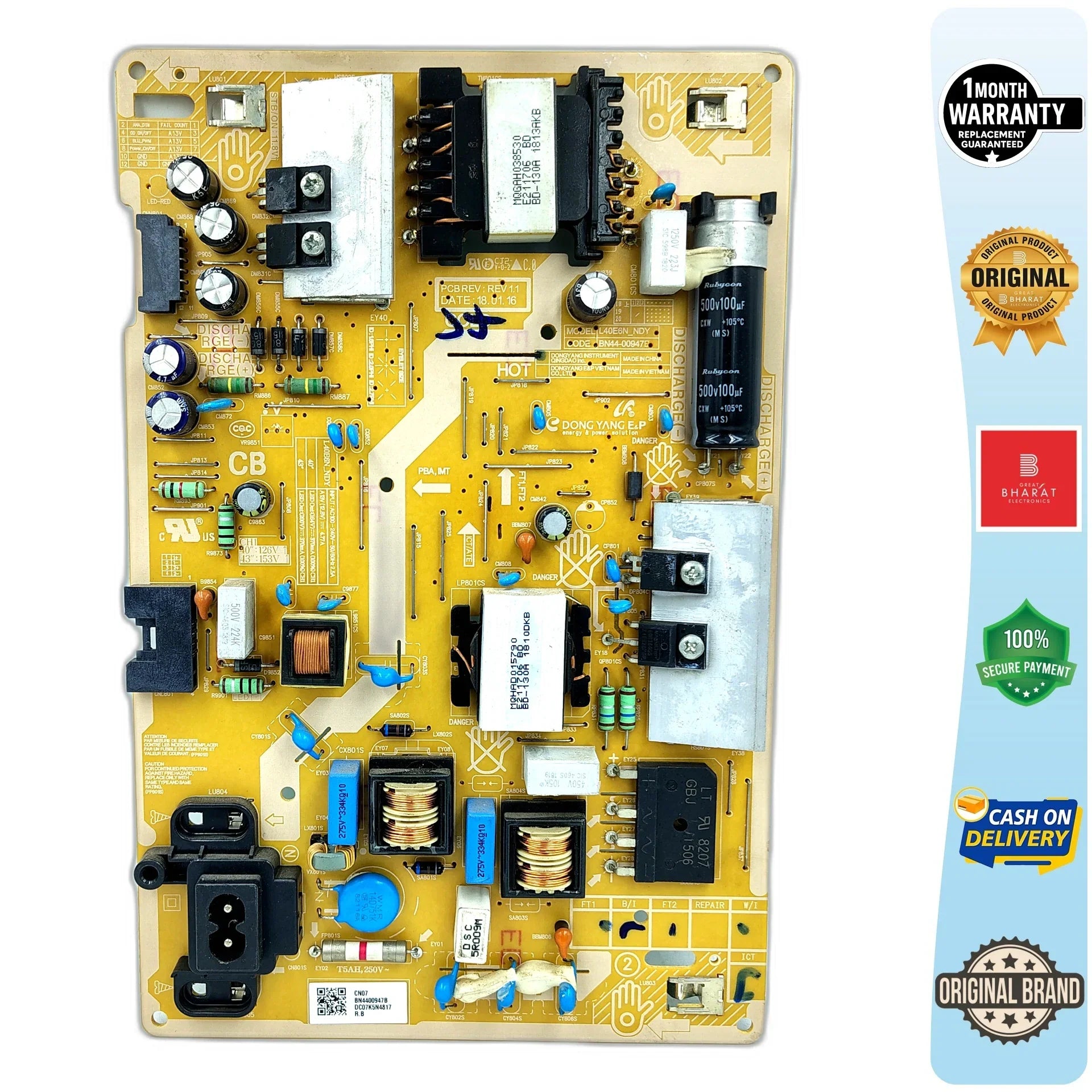 Samsung UA43NU7100XZN Power Supply Board – Samsung 43 Inch LED TV SMPS Replacement - Great Bharat Electronics