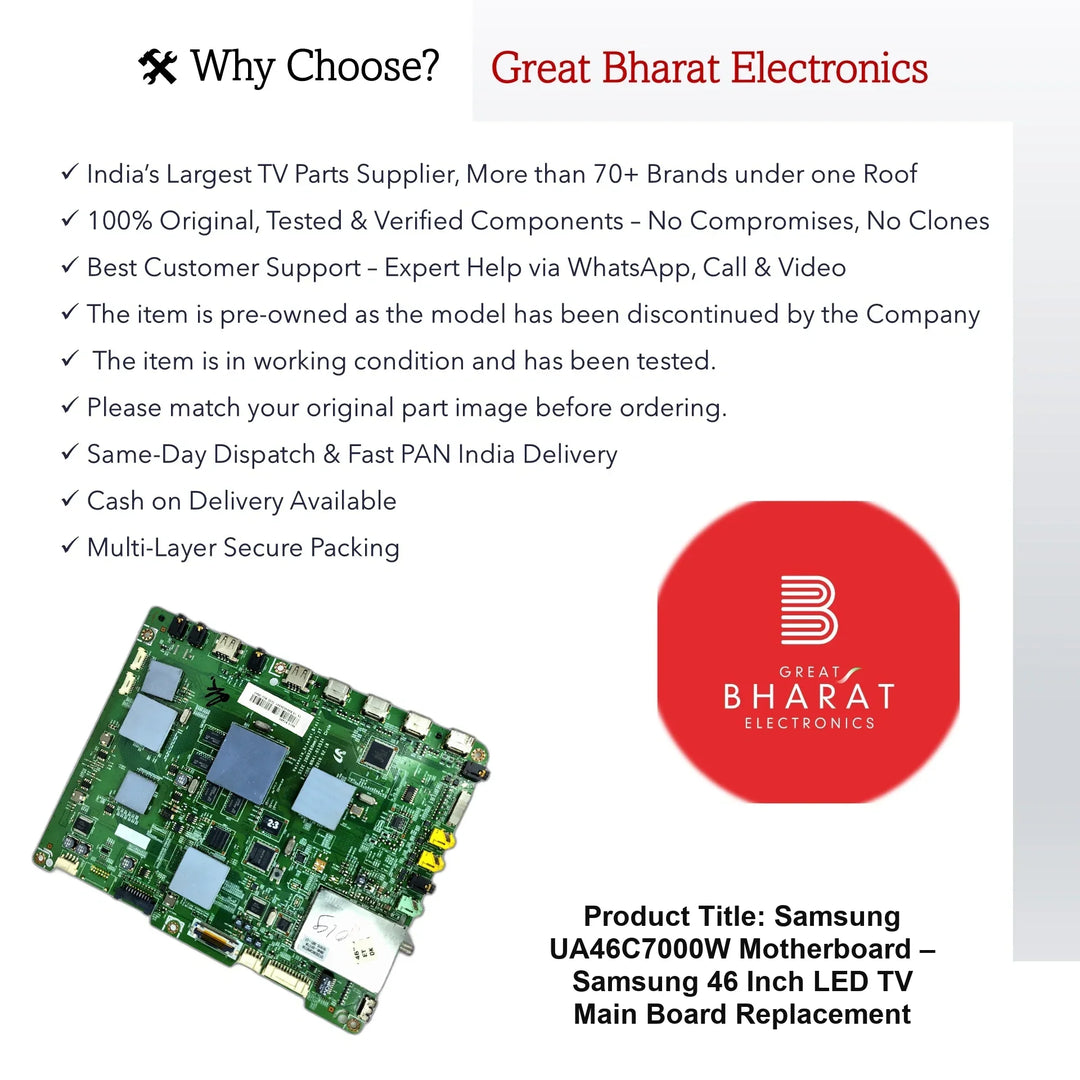 Samsung UA46C7000W Motherboard – Samsung 46 Inch LED TV Main Board Replacement - Great Bharat Electronics