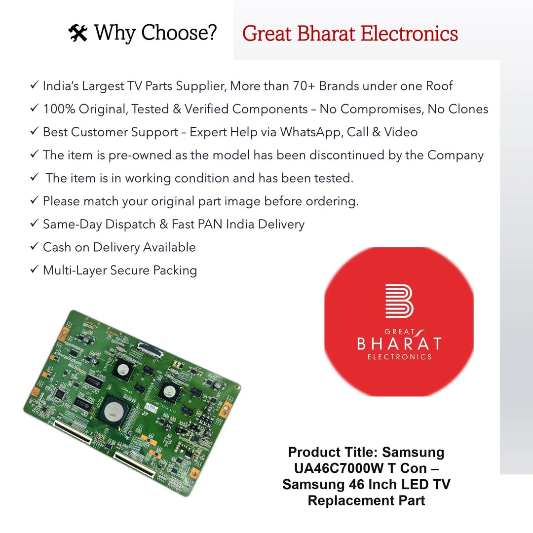 Samsung UA46C7000W T-Con Board – Samsung 46 Inch LED TV Replacement Part - Great Bharat Electronics