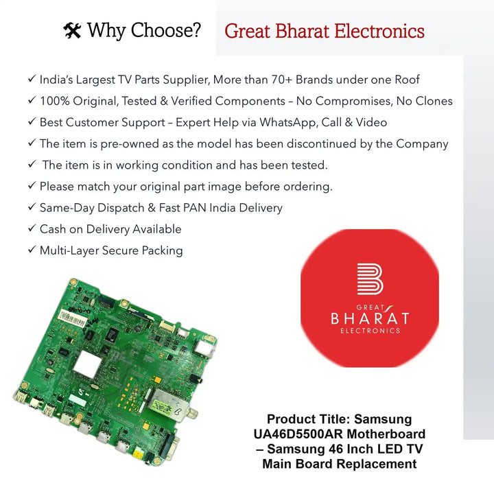 Samsung UA46D5500AR Motherboard – Samsung 46 Inch LED TV Main Board Replacement - Great Bharat Electronics