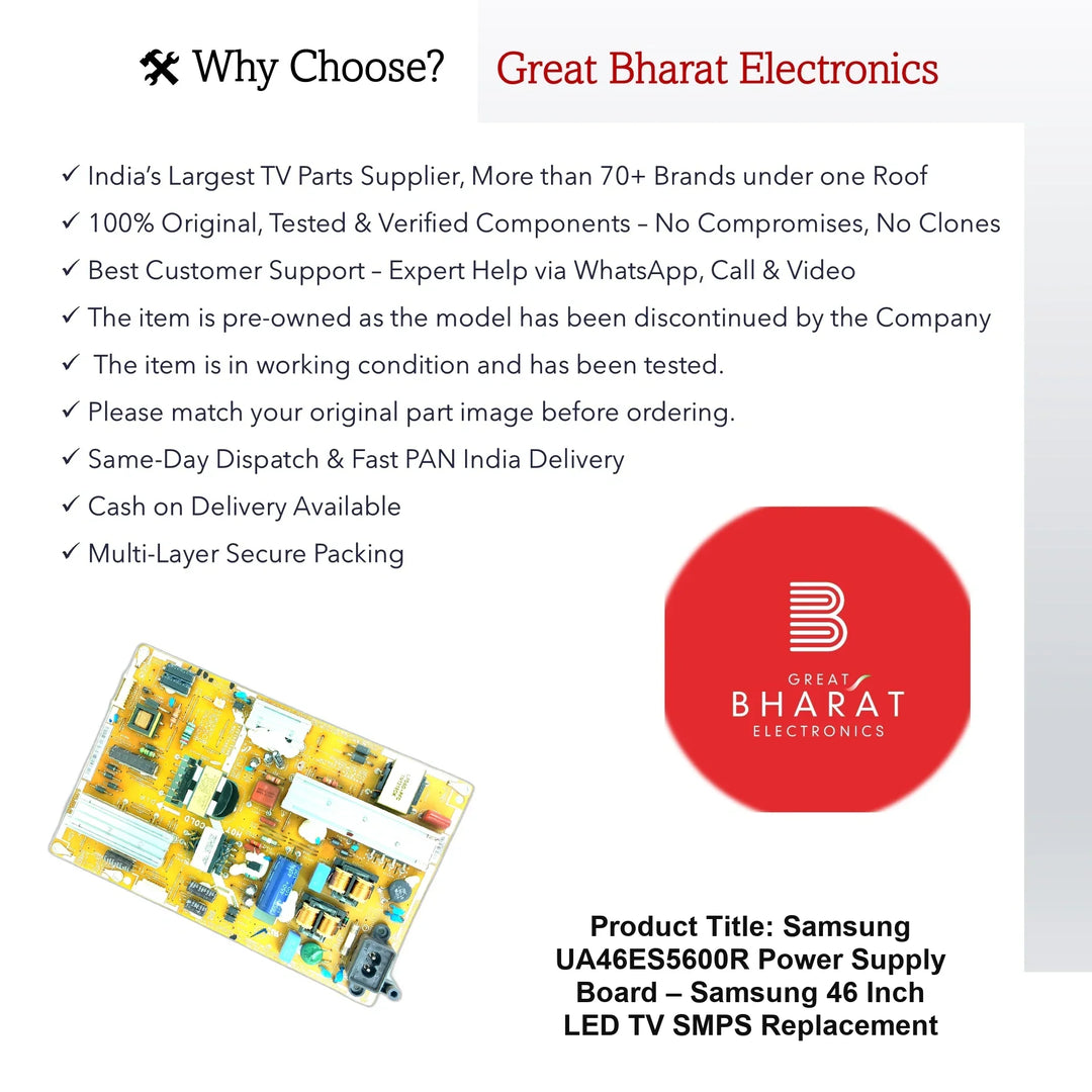 Samsung UA46ES5600R Power Supply Board – Samsung 46 Inch LED TV SMPS Replacement - Great Bharat Electronics