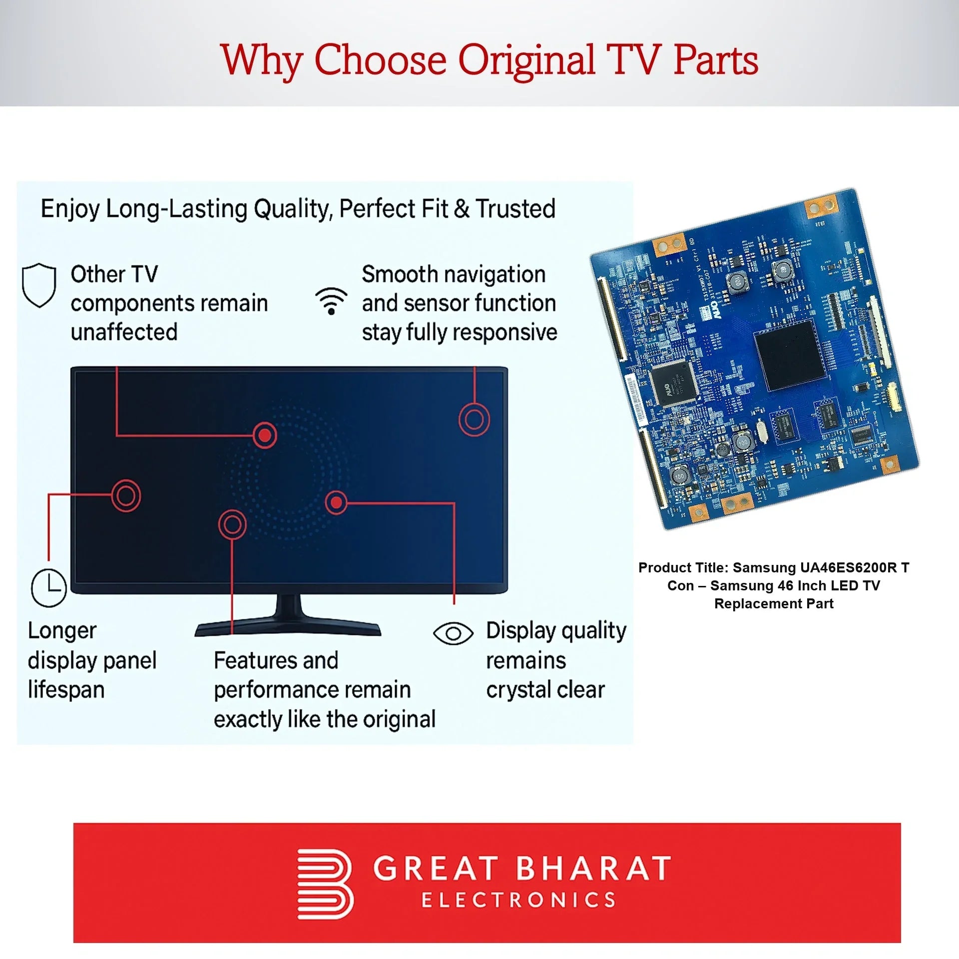 Samsung UA46ES6200R T-Con Board – Samsung 46 Inch LED TV Replacement Part - Great Bharat Electronics