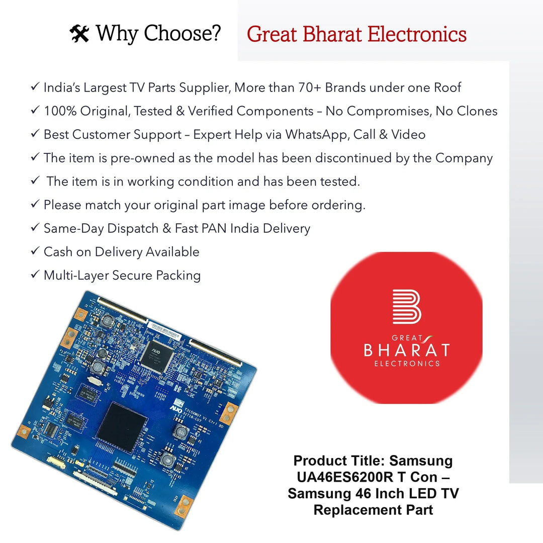 Samsung UA46ES6200R T-Con Board – Samsung 46 Inch LED TV Replacement Part - Great Bharat Electronics