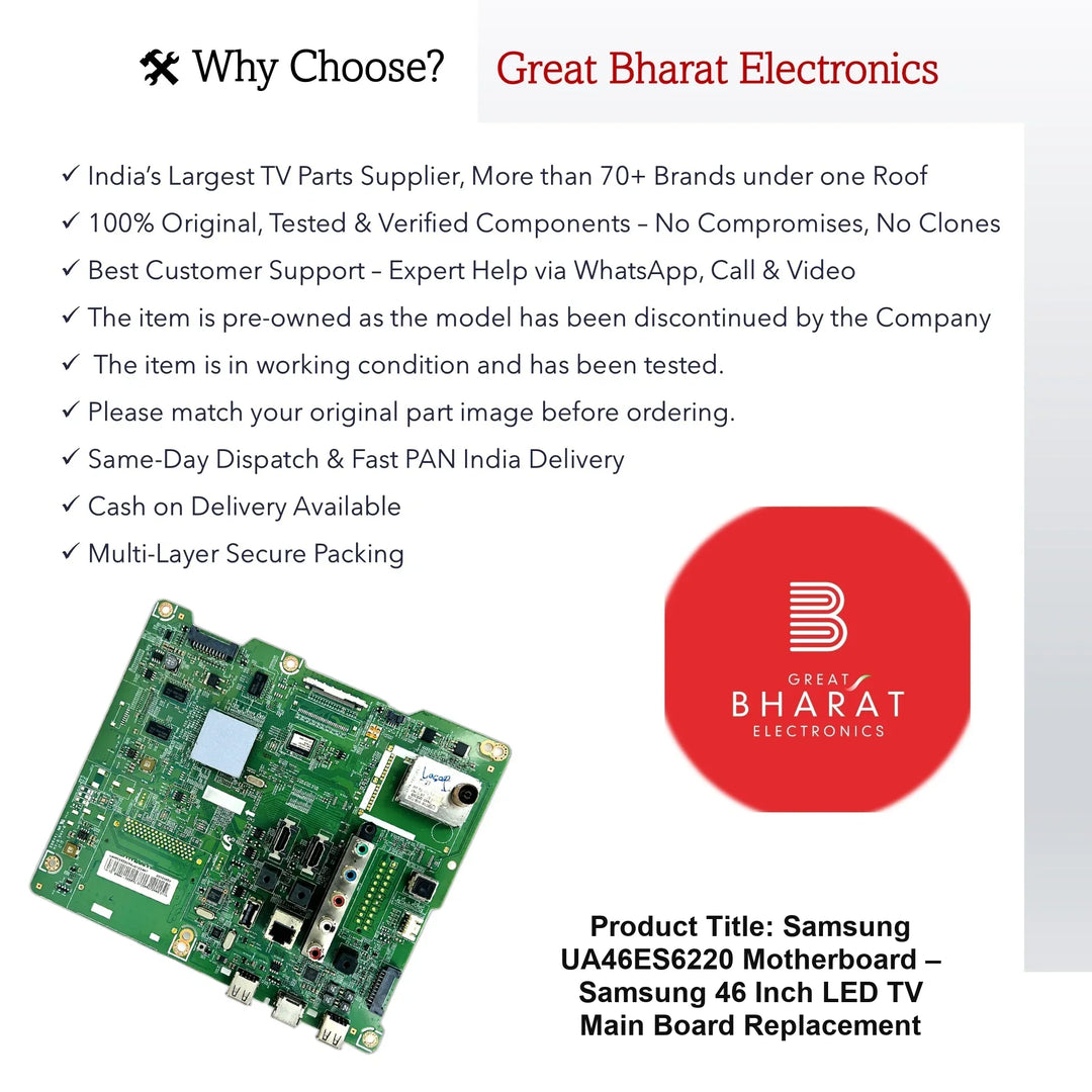Samsung UA46ES6220 Motherboard – Samsung 46 Inch LED TV Main Board Replacement - Great Bharat Electronics