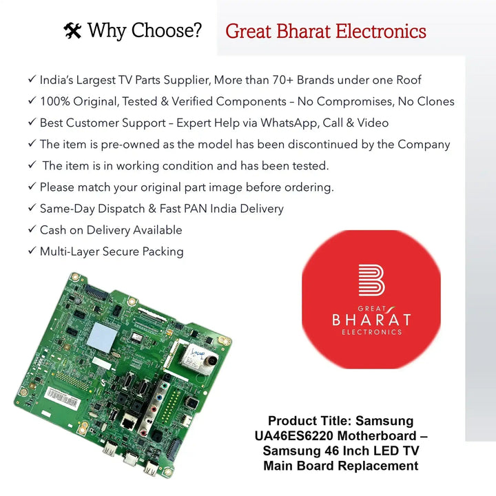 Samsung UA46ES6220 Motherboard – Samsung 46 Inch LED TV Main Board Replacement - Great Bharat Electronics
