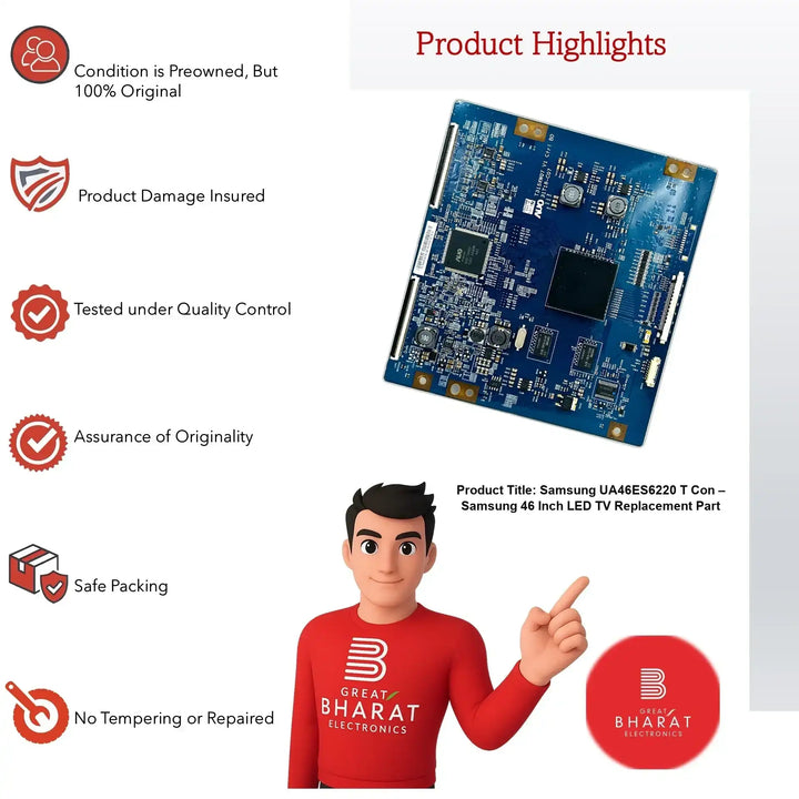 Samsung UA46ES6220 T-Con Board – Samsung 46 Inch LED TV Replacement Part - Great Bharat Electronics