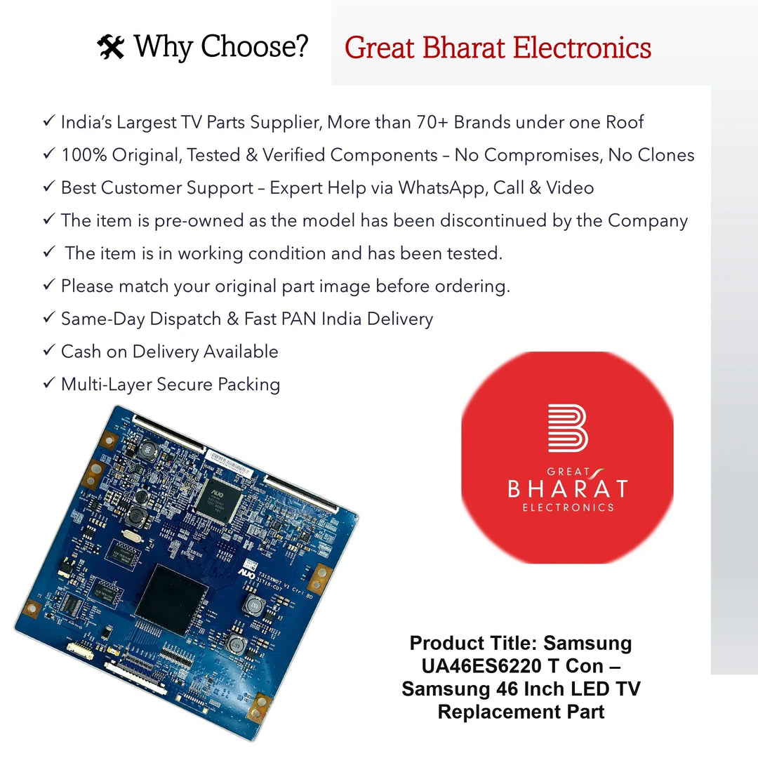 Samsung UA46ES6220 T-Con Board – Samsung 46 Inch LED TV Replacement Part - Great Bharat Electronics