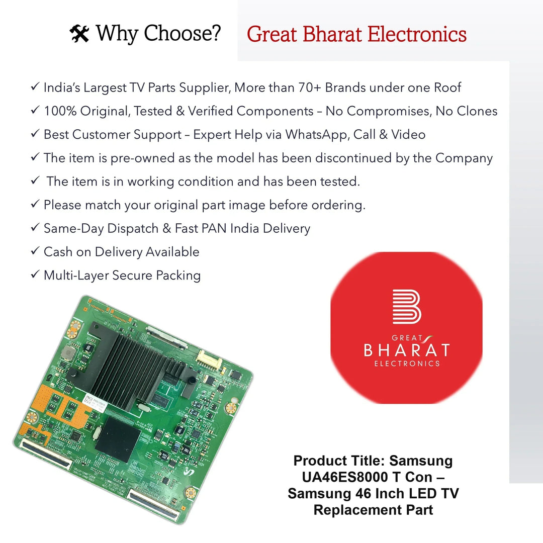 Samsung UA46ES8000 T-Con Board – Samsung 46 Inch LED TV Replacement Part - Great Bharat Electronics