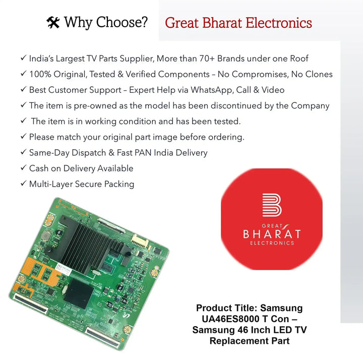 Samsung UA46ES8000 T-Con Board – Samsung 46 Inch LED TV Replacement Part - Great Bharat Electronics