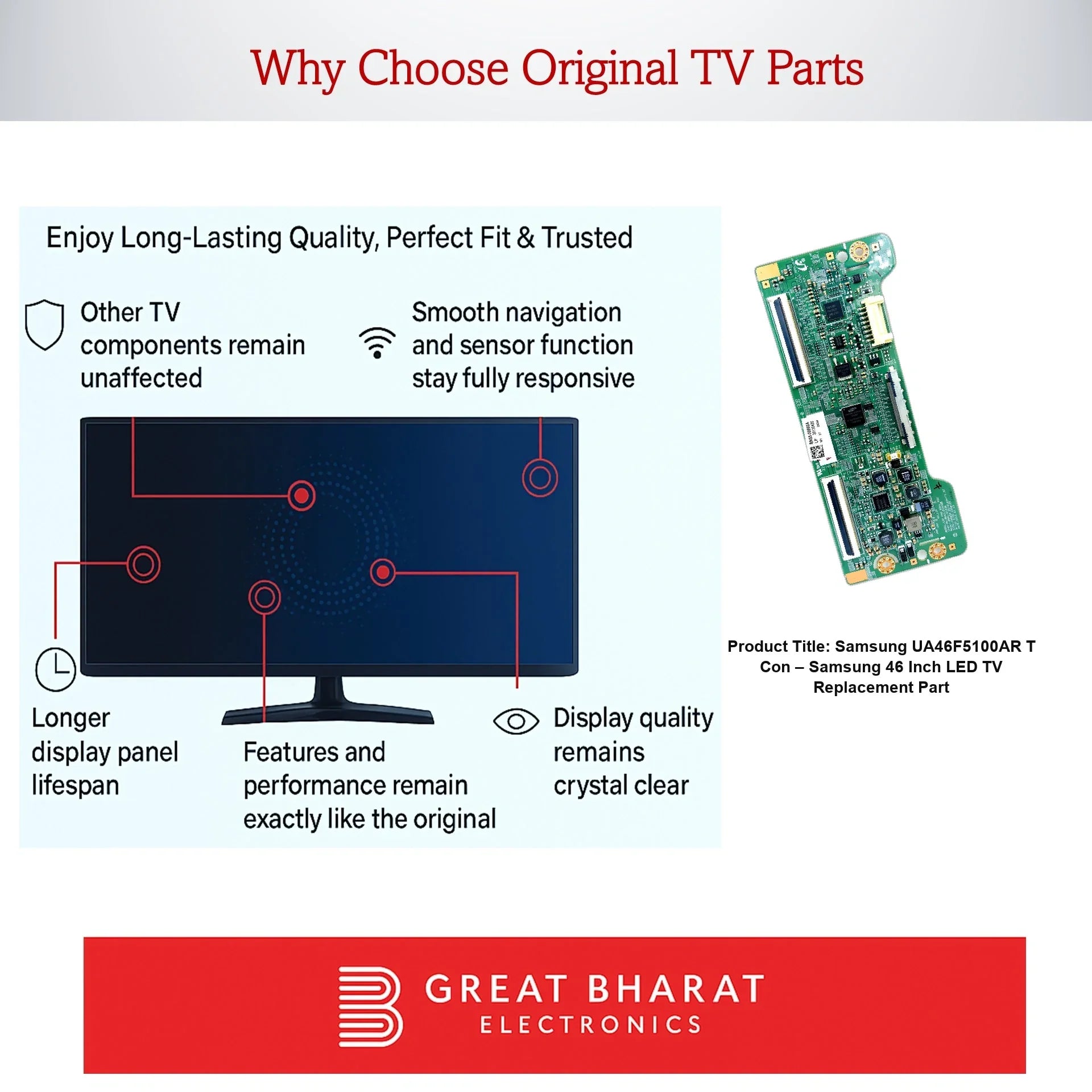 Samsung UA46F5100AR T-Con Board – Samsung 46 Inch LED TV Replacement Part - Great Bharat Electronics