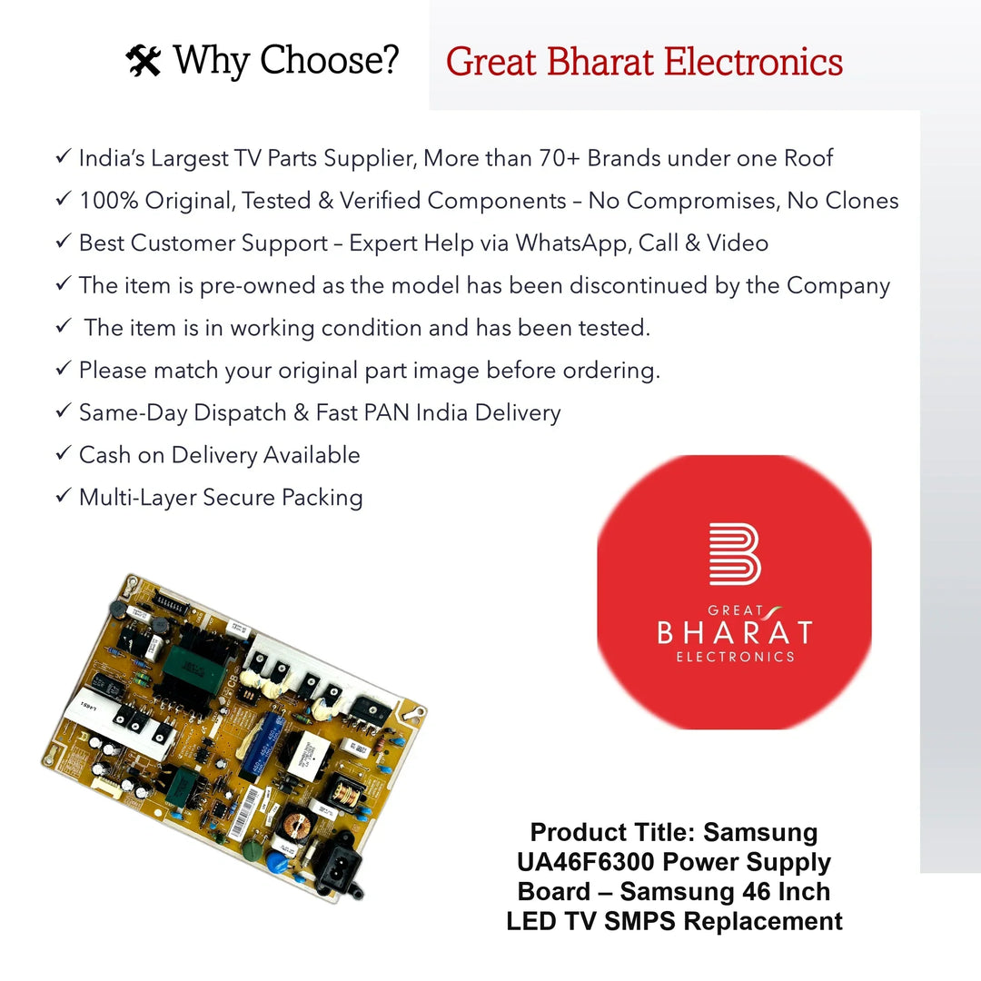 Samsung UA46F6300 Power Supply Board – Samsung 46 Inch LED TV SMPS Replacement - Great Bharat Electronics