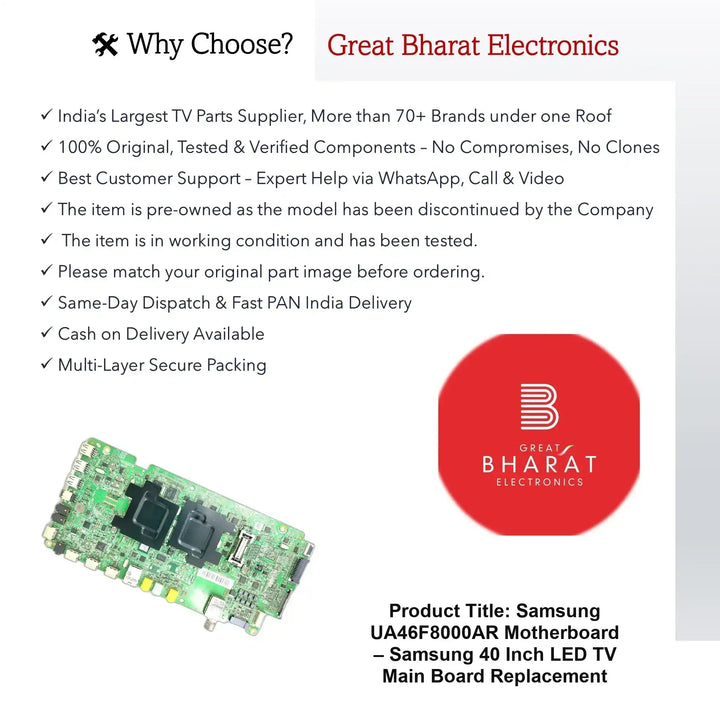Samsung UA46F8000AR Motherboard – Samsung 40 Inch LED TV Main Board Replacement - Great Bharat Electronics