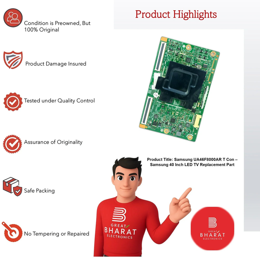 Samsung UA46F8000AR T-Con Board – Samsung 40 Inch LED TV Replacement Part - Great Bharat Electronics