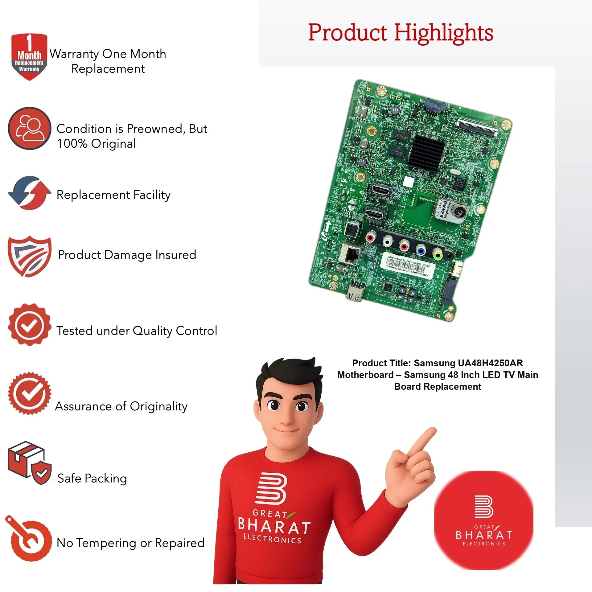 Samsung UA48H4250AR Motherboard – Samsung 48 Inch LED TV Main Board Replacement - Great Bharat Electronics