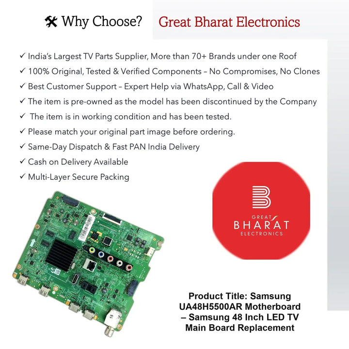 Samsung UA48H5500AR Motherboard – Samsung 48 Inch LED TV Main Board Replacement - Great Bharat Electronics