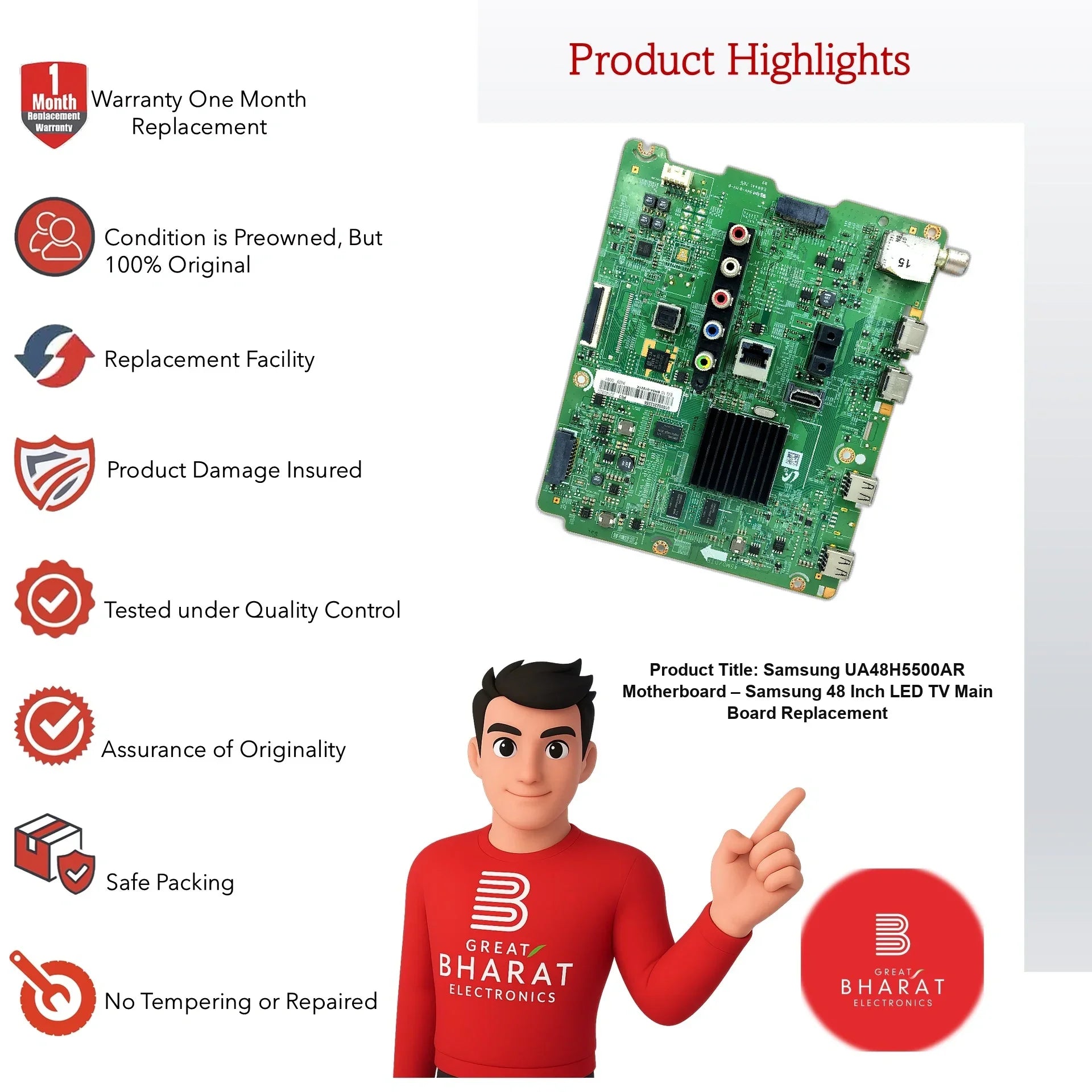 Samsung UA48H5500AR Motherboard – Samsung 48 Inch LED TV Main Board Replacement - Great Bharat Electronics