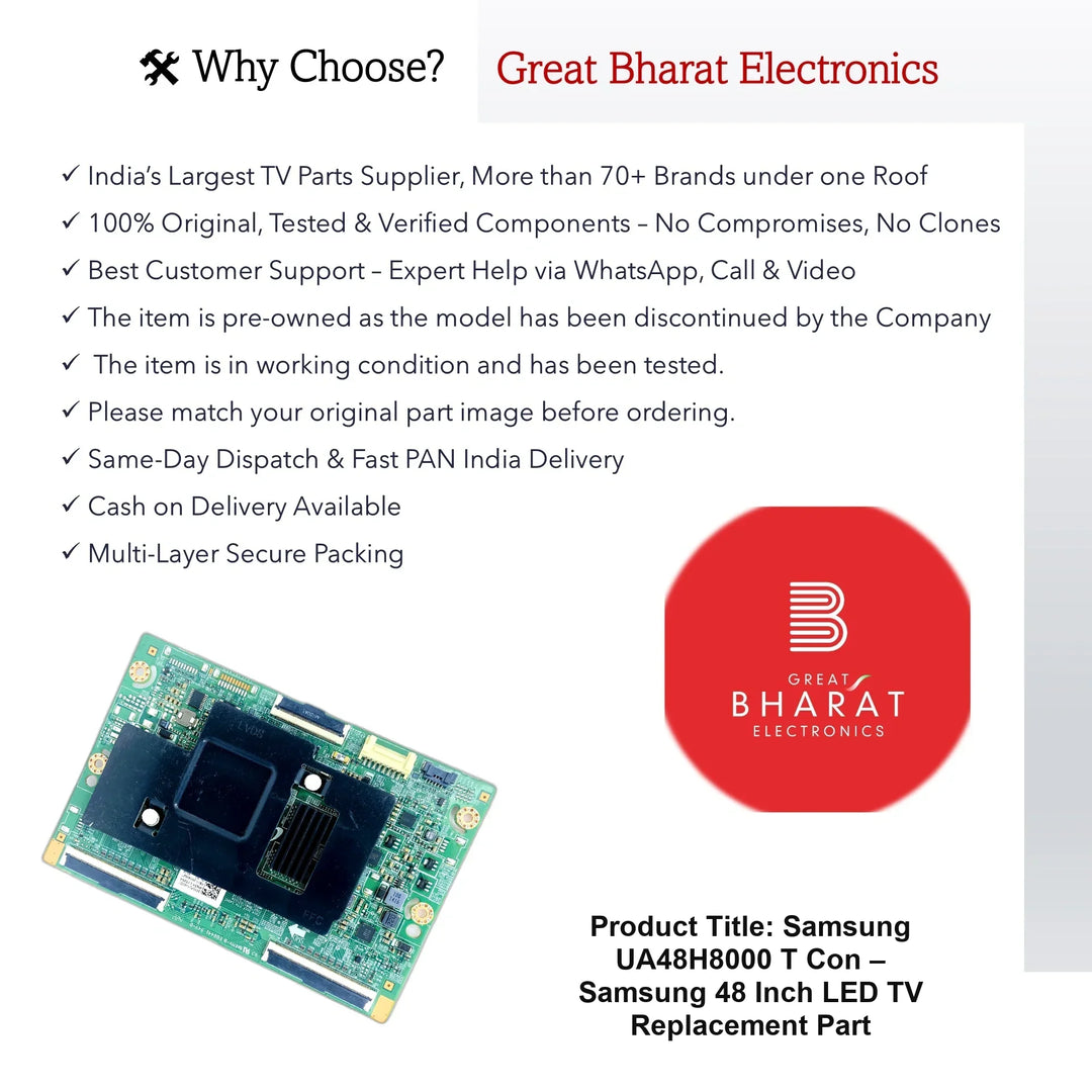 Samsung UA48H8000 T-Con Board – Samsung 48 Inch LED TV Replacement Part - Great Bharat Electronics