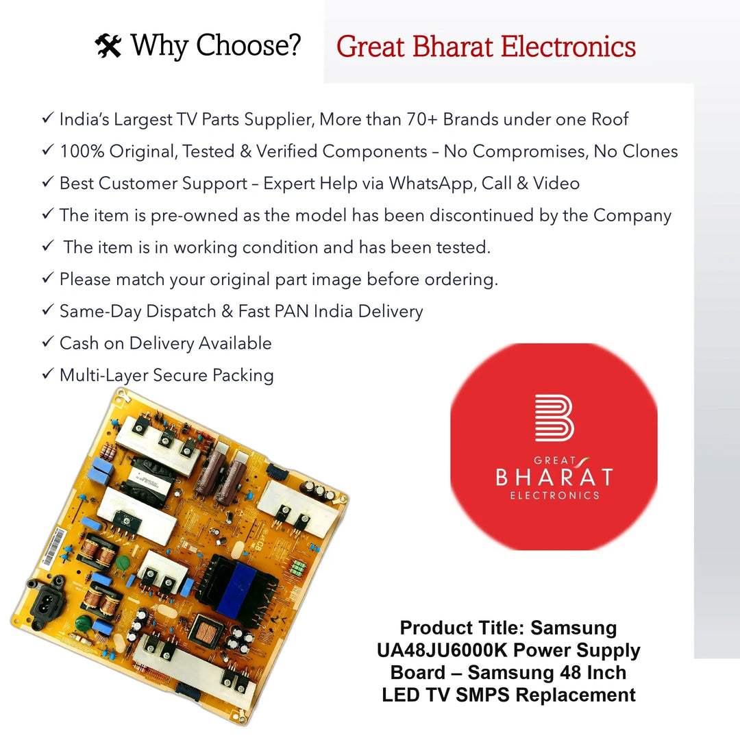 Samsung UA48JU6000K Power Supply Board – Samsung 48 Inch LED TV SMPS Replacement - Great Bharat Electronics