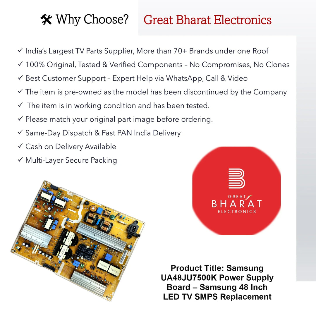 Samsung UA48JU7500K Power Supply Board – Samsung 48 Inch LED TV SMPS Replacement - Great Bharat Electronics