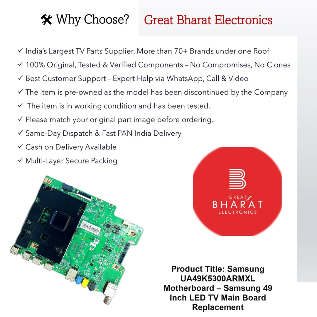Samsung UA49K5300ARMXL Motherboard – Samsung 49 Inch LED TV Main Board Replacement - Great Bharat Electronics
