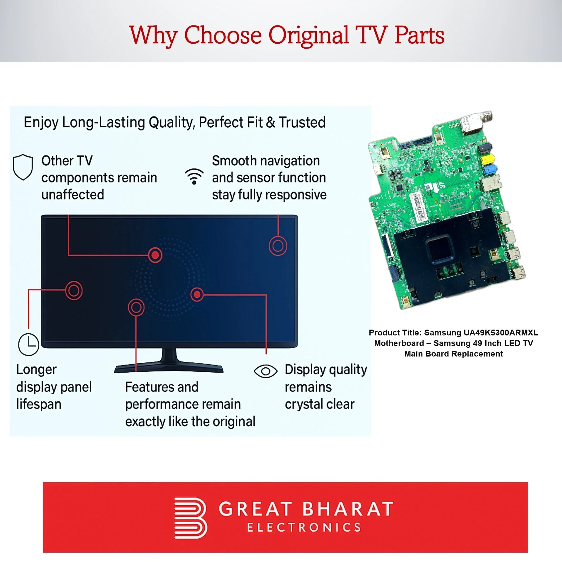 Samsung UA49K5300ARMXL Motherboard – Samsung 49 Inch LED TV Main Board Replacement - Great Bharat Electronics