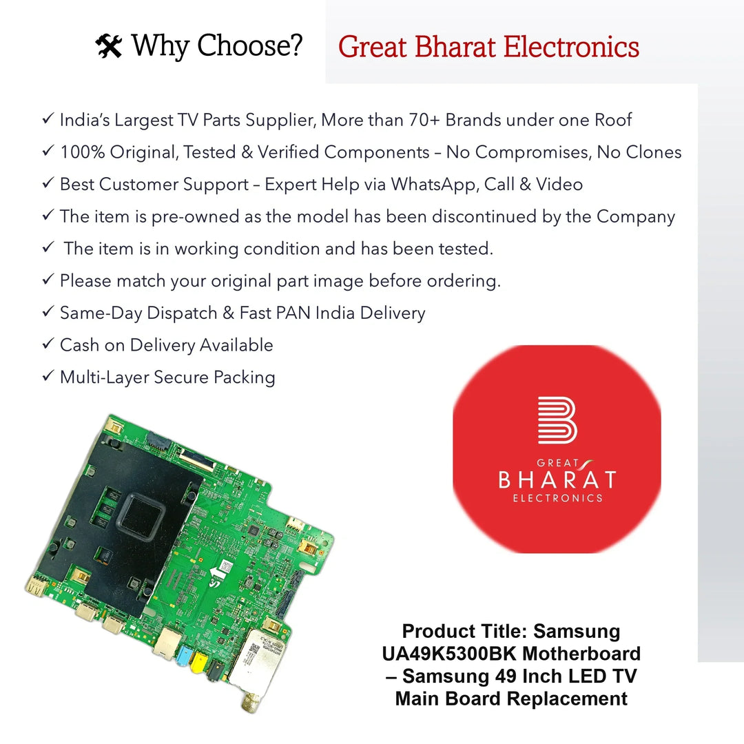 Samsung UA49K5300BK Motherboard – Samsung 49 Inch LED TV Main Board Replacement - Great Bharat Electronics