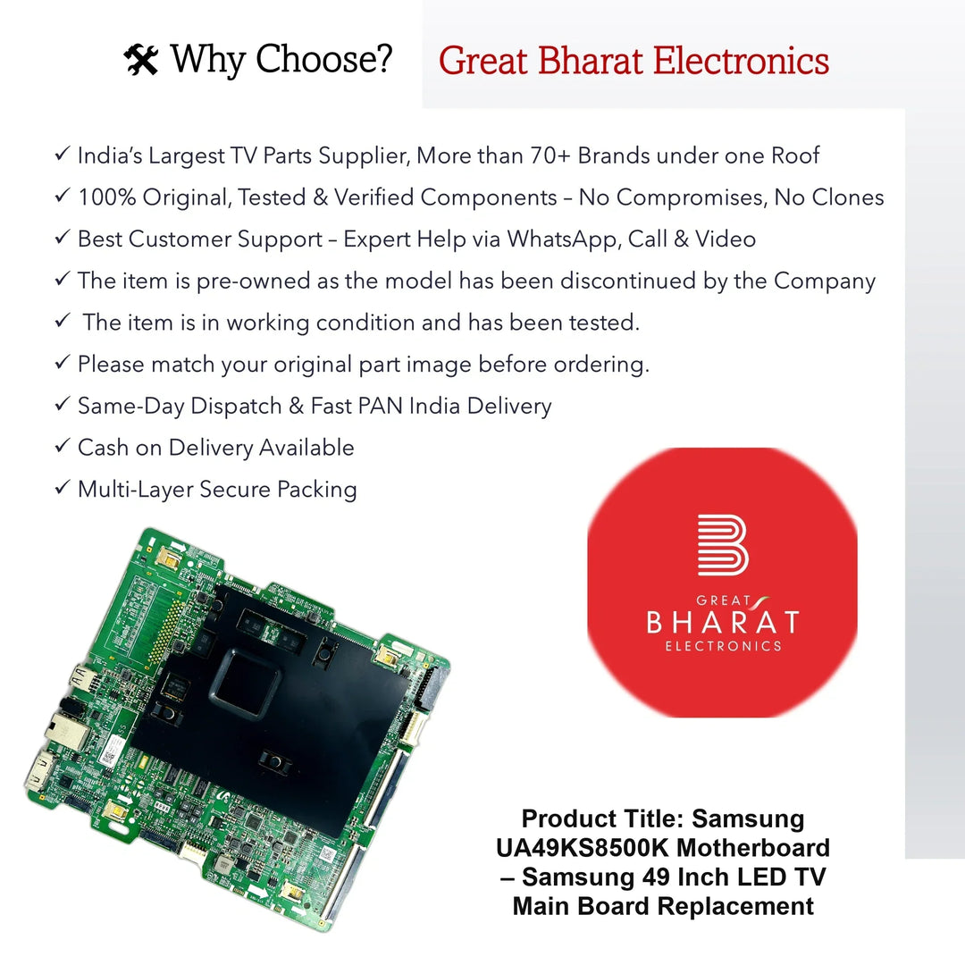 Samsung UA49KS8500K Motherboard – Samsung 49 Inch LED TV Main Board Replacement - Great Bharat Electronics