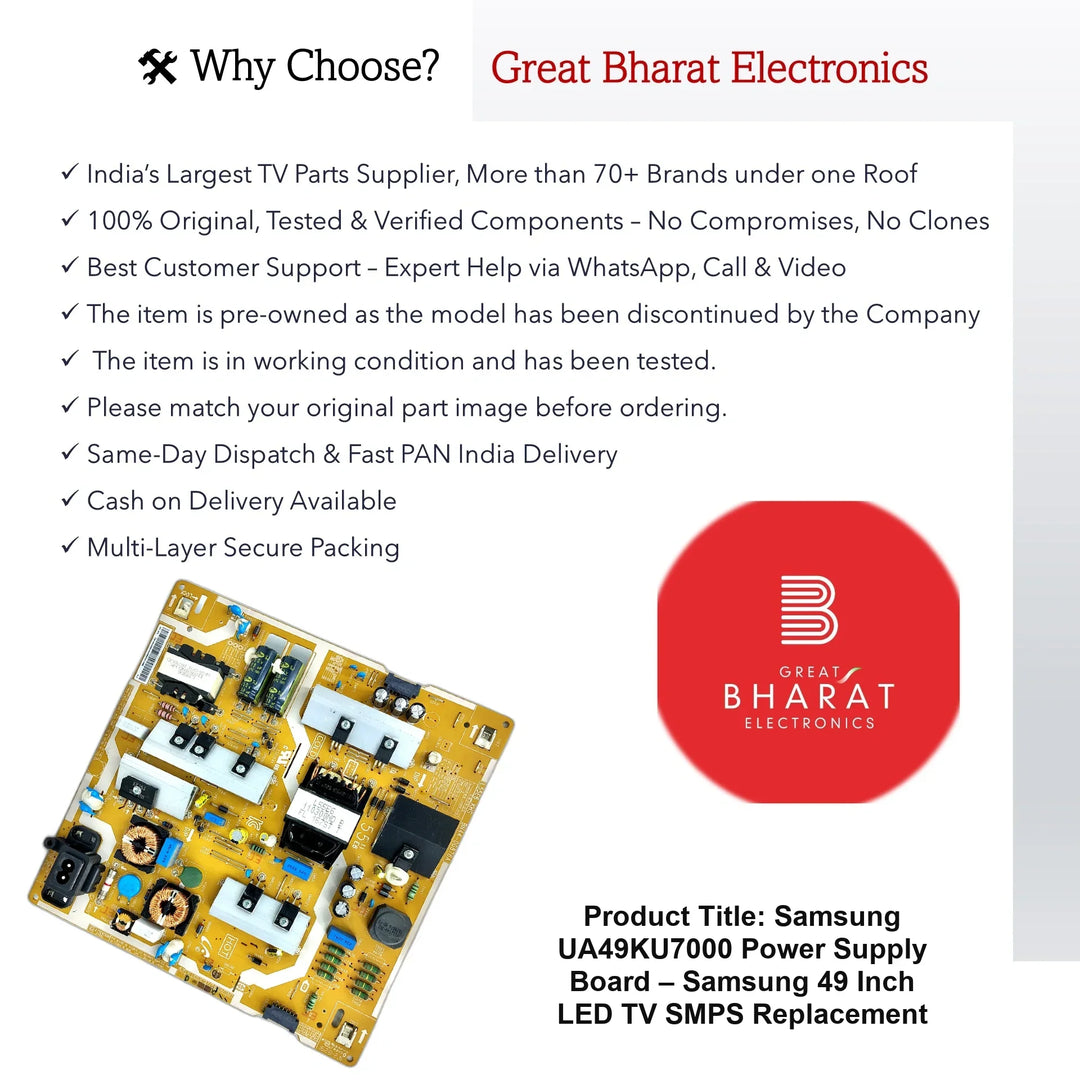 Samsung UA49KU7000 Power Supply Board – Samsung 49 Inch LED TV SMPS Replacement - Great Bharat Electronics