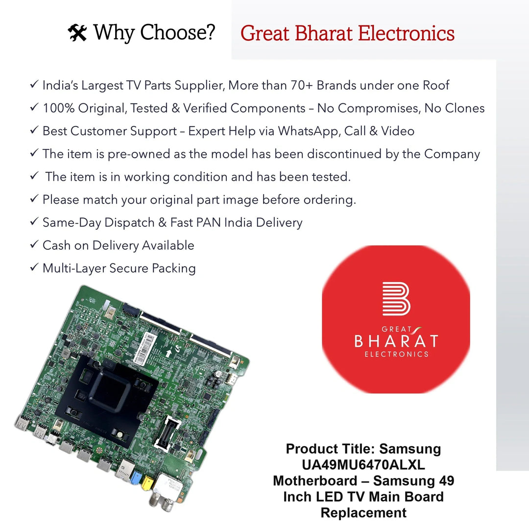 Samsung UA49MU6470ALXL Motherboard – Samsung 49 Inch LED TV Main Board Replacement - Great Bharat Electronics
