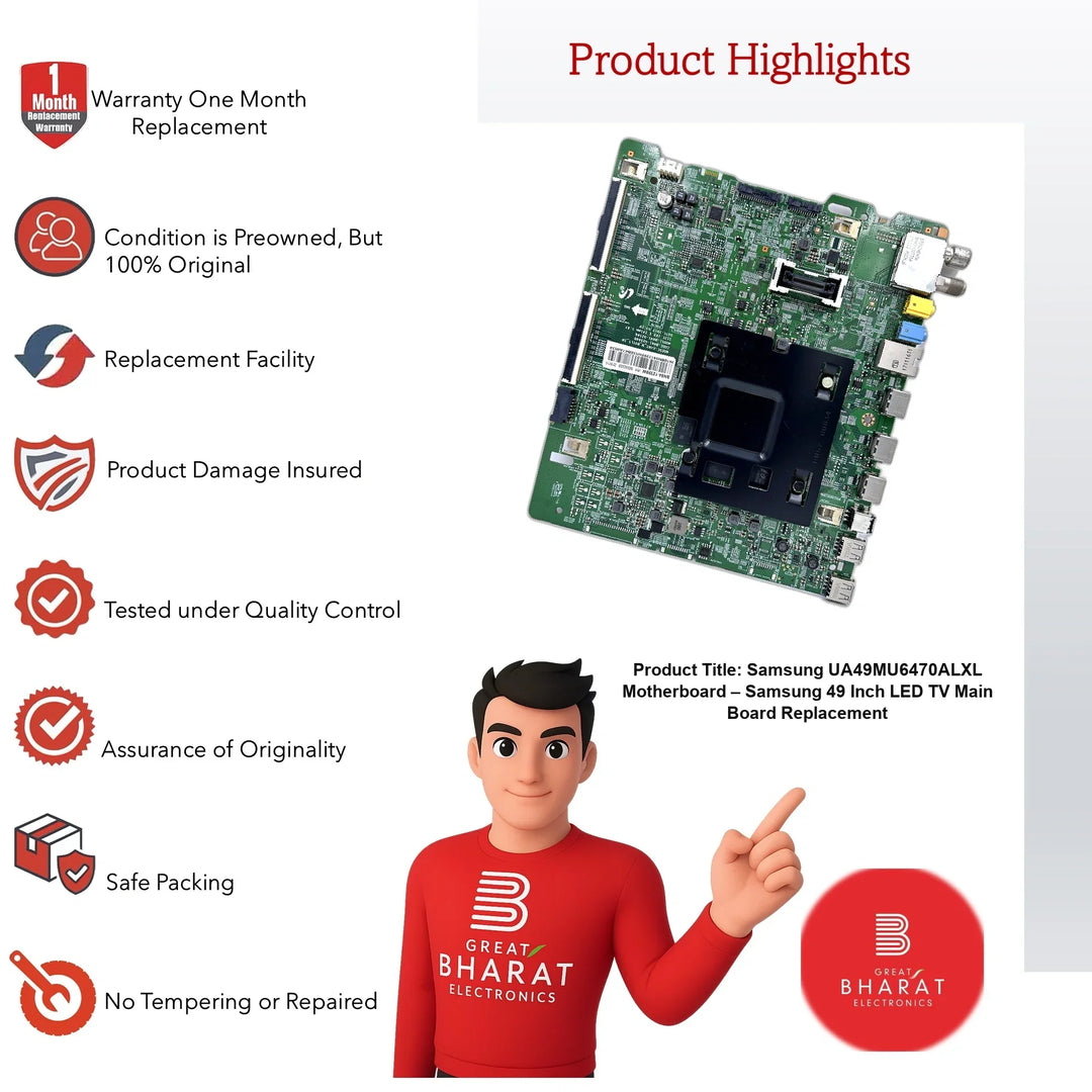 Samsung UA49MU6470ALXL Motherboard – Samsung 49 Inch LED TV Main Board Replacement - Great Bharat Electronics