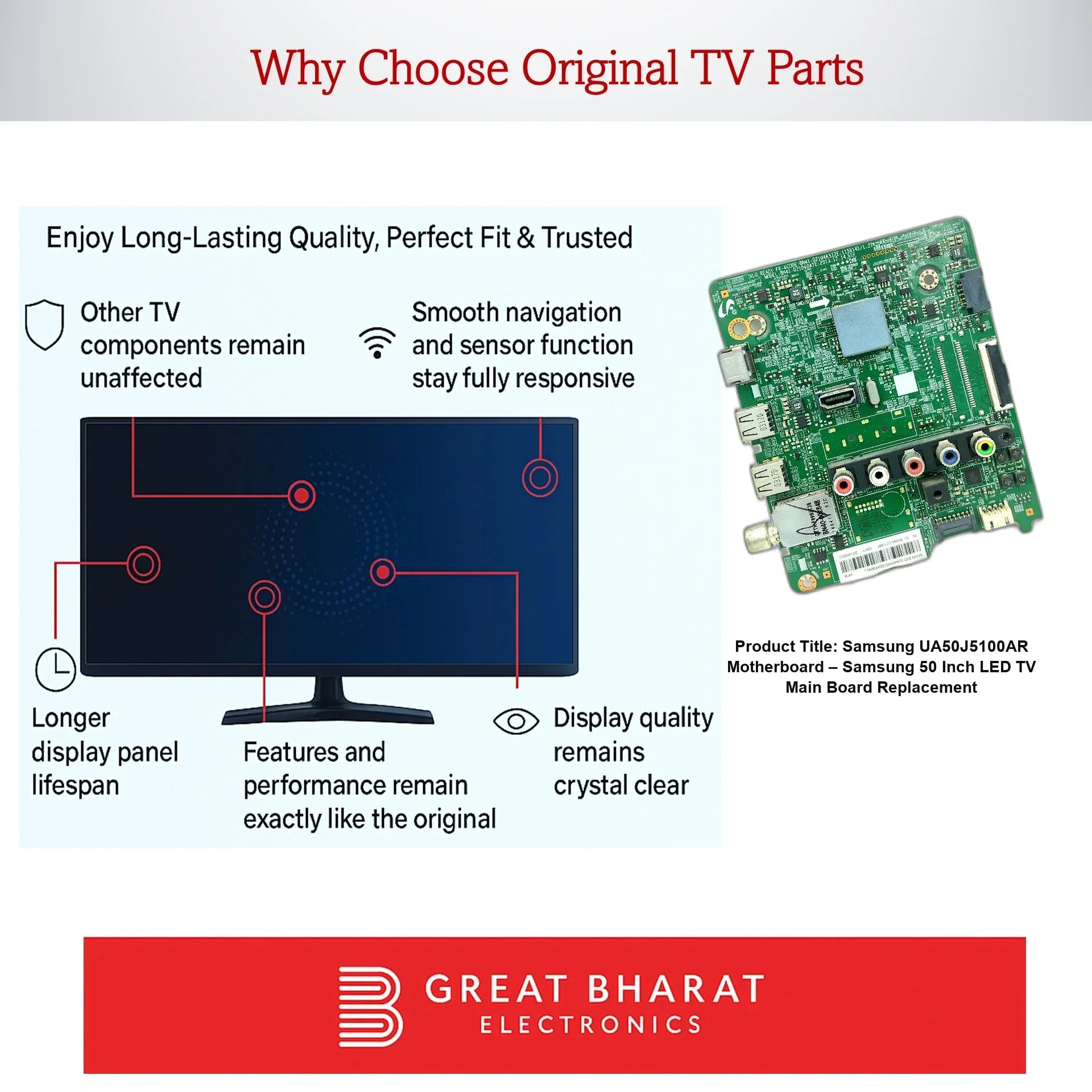 Samsung UA50J5100AR Motherboard – Samsung 50 Inch LED TV Main Board Replacement - Great Bharat Electronics