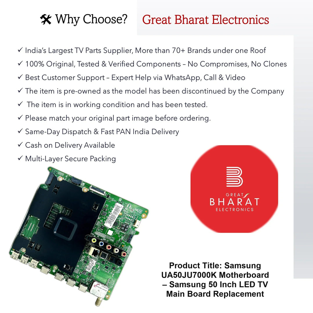 Samsung UA50JU7000K Motherboard – Samsung 50 Inch LED TV Main Board Replacement - Great Bharat Electronics