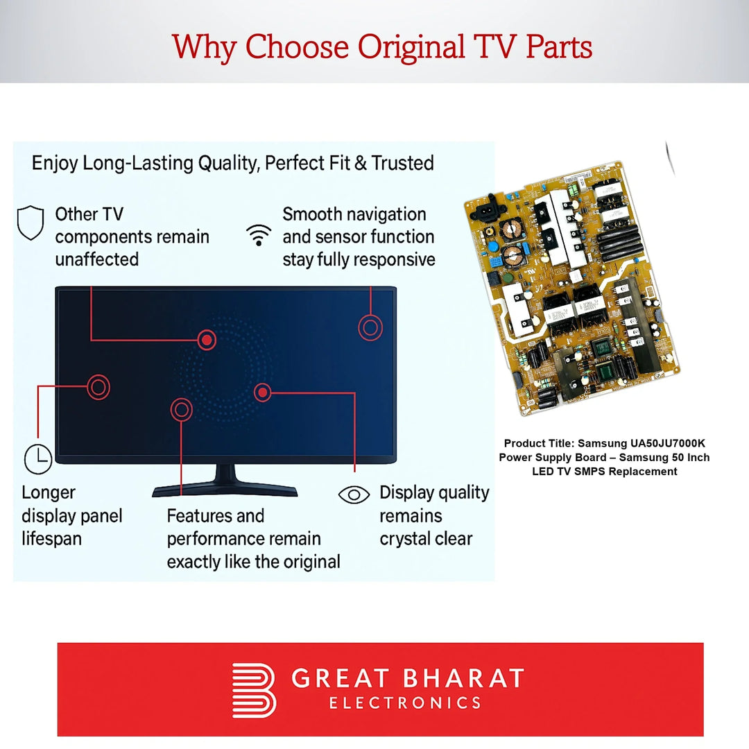 Samsung UA50JU7000K Power Supply Board – Samsung 50 Inch LED TV SMPS Replacement - Great Bharat Electronics