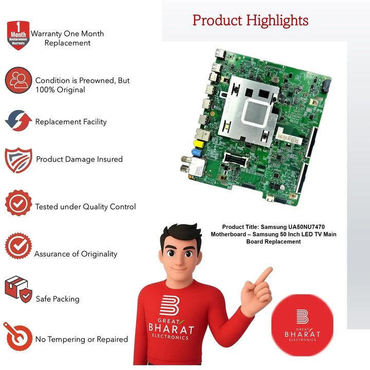 Samsung UA50NU7470 Motherboard – Samsung 50 Inch LED TV Main Board Replacement - Great Bharat Electronics