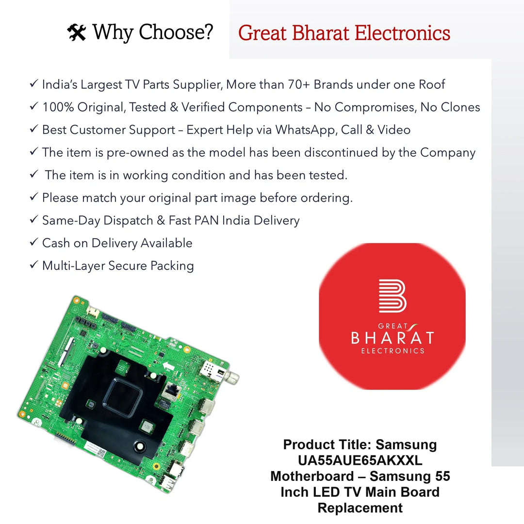 Samsung UA55AUE65AKXXL Motherboard – Samsung 55 Inch LED TV Main Board Replacement - Great Bharat Electronics