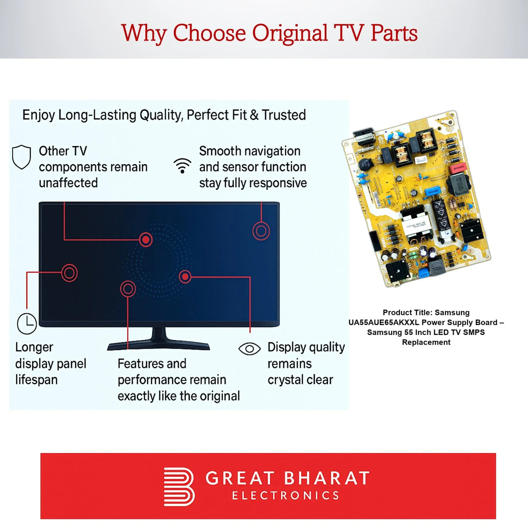 Samsung UA55AUE65AKXXL Power Supply Board – Samsung 55 Inch LED TV SMPS Replacement - Great Bharat Electronics