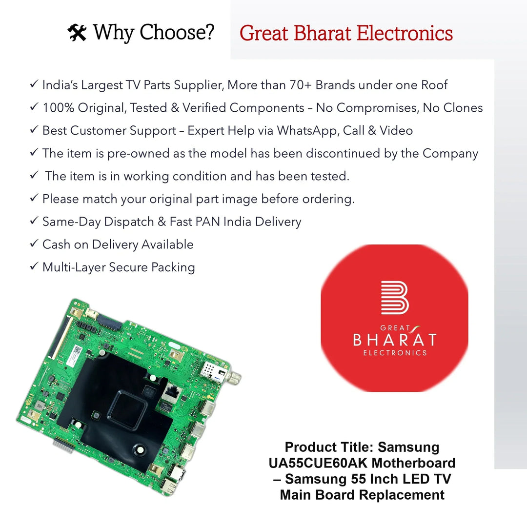 Samsung UA55CUE60AK Motherboard – Samsung 55 Inch LED TV Main Board Replacement - Great Bharat Electronics