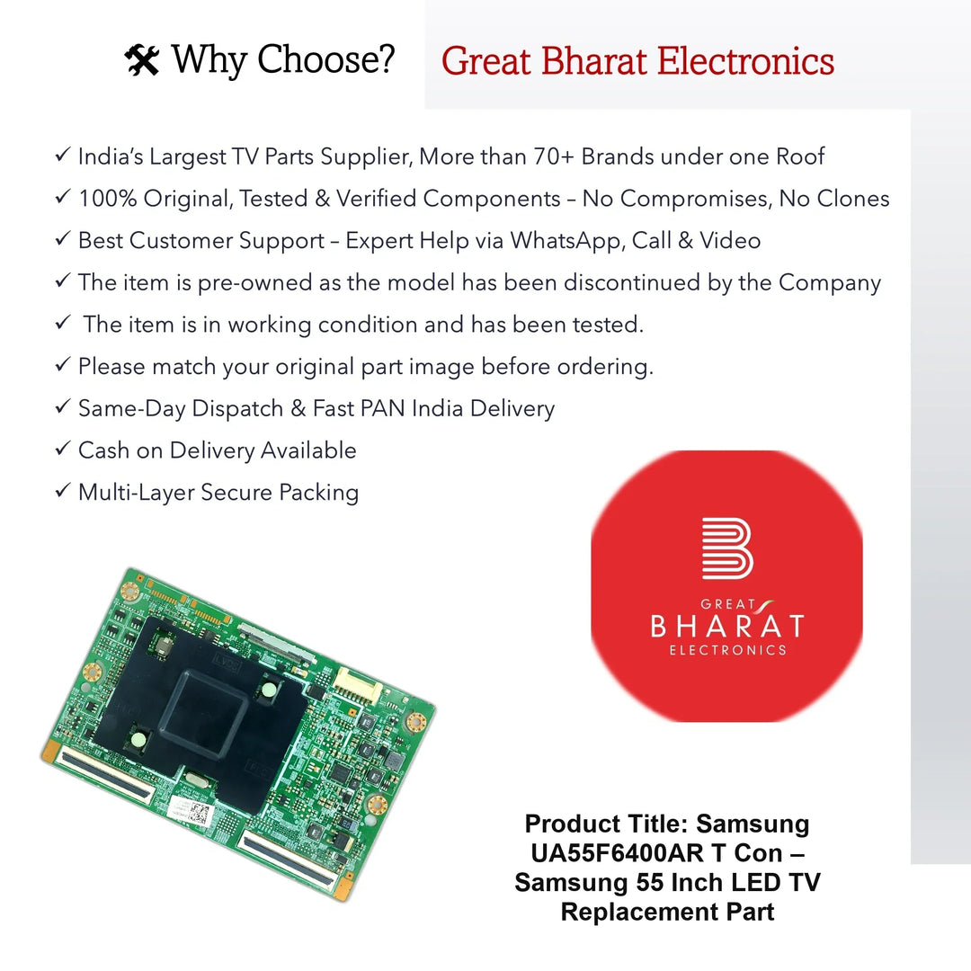 Samsung UA55F6400AR T-Con Board – Samsung 55 Inch LED TV Replacement Part - Great Bharat Electronics