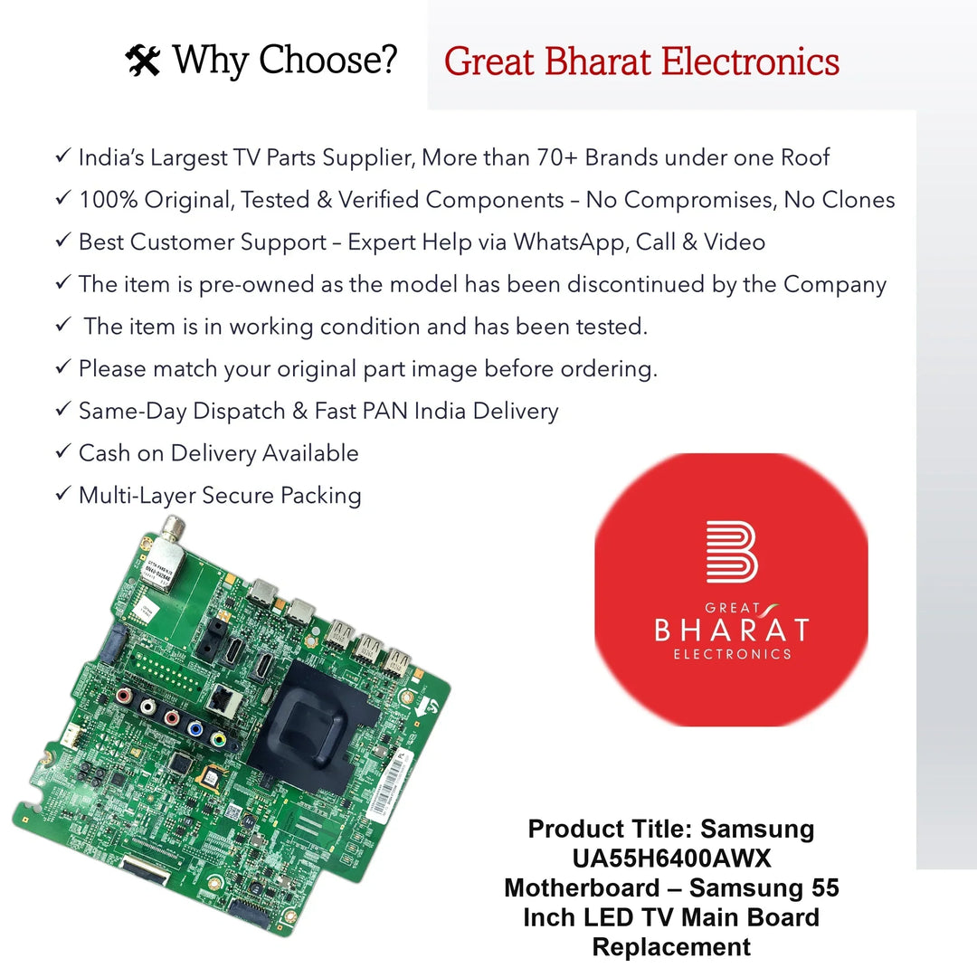 Samsung UA55H6400AWX Motherboard – Samsung 55 Inch LED TV Main Board Replacement - Great Bharat Electronics