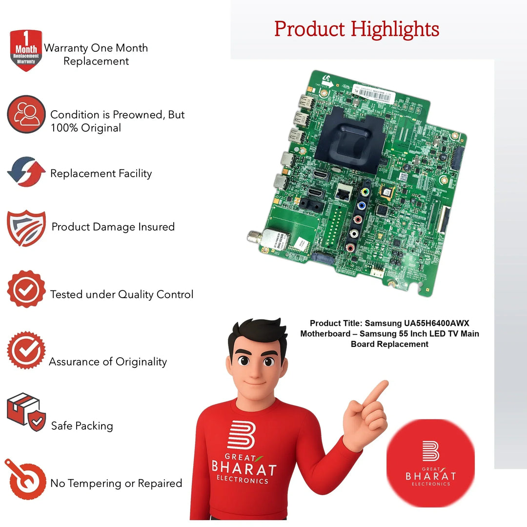 Samsung UA55H6400AWX Motherboard – Samsung 55 Inch LED TV Main Board Replacement - Great Bharat Electronics