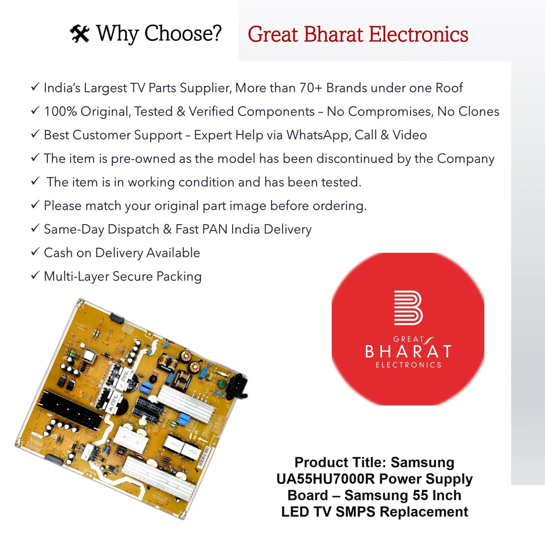 Samsung UA55HU7000R Power Supply Board – Samsung 55 Inch LED TV SMPS Replacement - Great Bharat Electronics