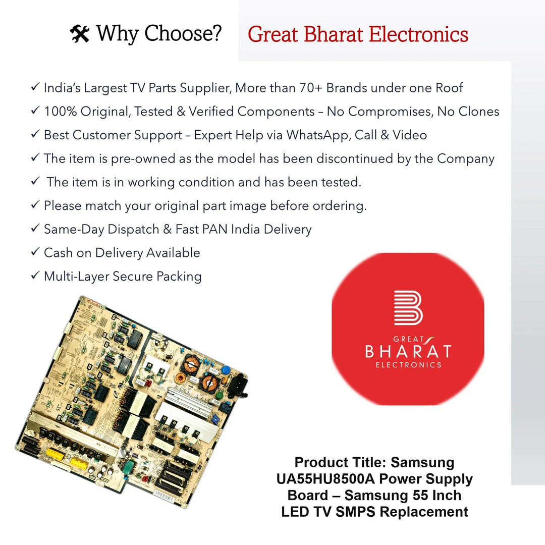 Samsung UA55HU8500A Power Supply Board – Samsung 55 Inch LED TV SMPS Replacement - Great Bharat Electronics