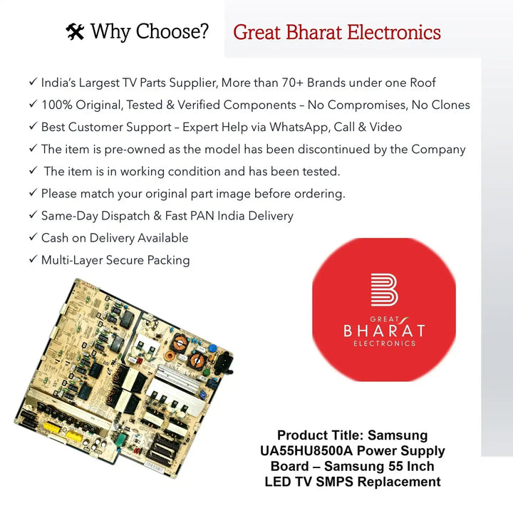 Samsung UA55HU8500A Power Supply Board – Samsung 55 Inch LED TV SMPS Replacement - Great Bharat Electronics