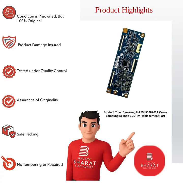 Samsung UA55J5300AR T-Con Board – Samsung 55 Inch LED TV Replacement Part - Great Bharat Electronics