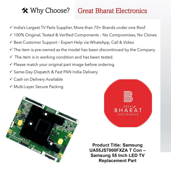 Samsung UA55JS7000FXZA T-Con Board – Samsung 55 Inch LED TV Replacement Part - Great Bharat Electronics